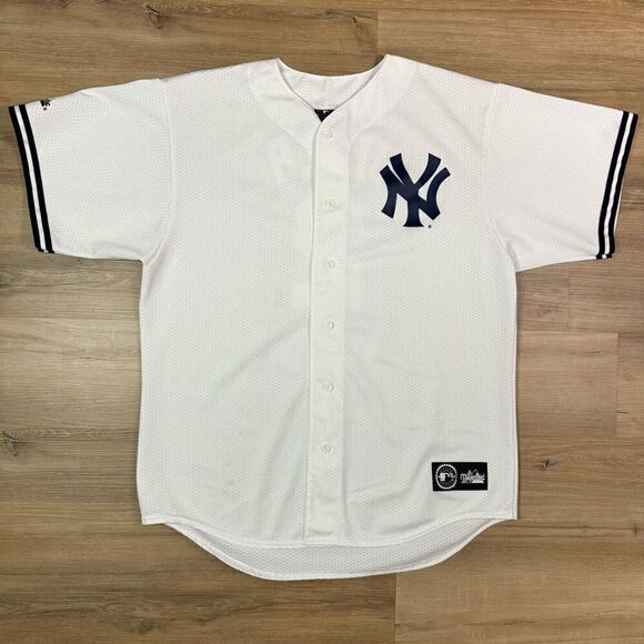 Vintage MLB Men's XL New York Yankees Derek Jeter #2 Jersey White Mesh Sporty - Picture 2 of 7